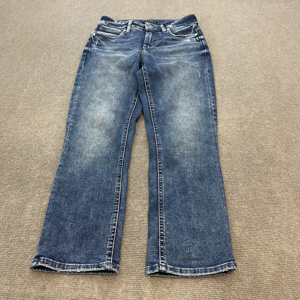 Silver Jeans Co Jeans Womens 27‎ Blue Denim Straight Leg Distressed Classic Fit